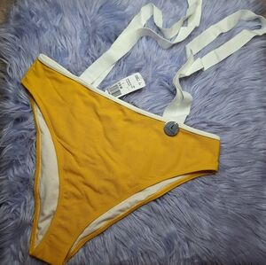F21 High-waisted Swim Bottoms w Suspenders NWT